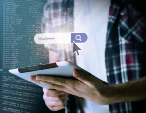 Man reading AI generated results from a Google search